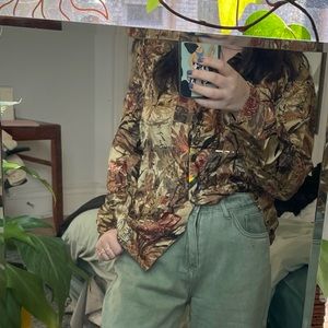 Unique Gold Button Up Blouse